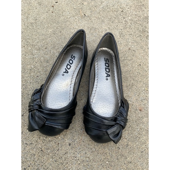 Toddler Kids Black Bow Slip On Ballet Flats - Picture 1 of 4